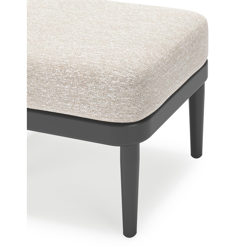 Pouf Orso en aluminium noir et coussins en all weather sunbrella® luxe Tundra Sand