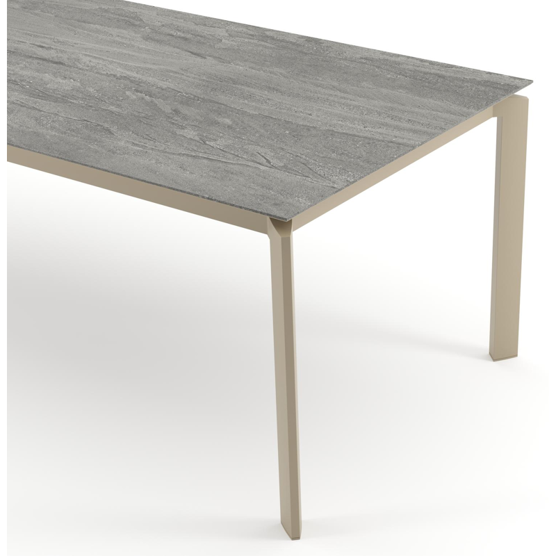 Cirello tuintafel rechthoekig in beige aluminium en volkeramiek Aspen Grey - L 240 x B 100 x H 74.5 cm
