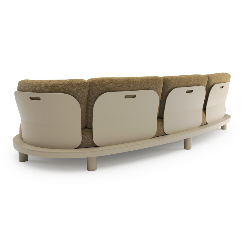 Donato loungebank in beige aluminium met madagascar walnut all weather cosytica kussen