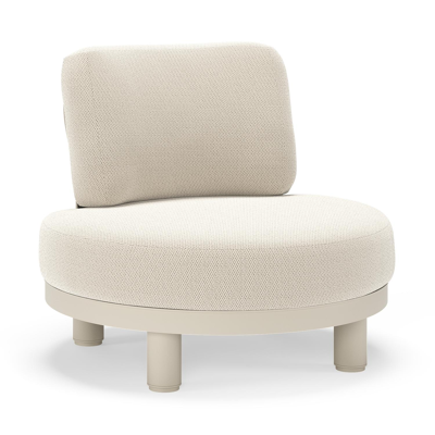 Fauteuil de jardin Donato en aluminium beige et coussins en all weather sunbrella® luxe Lopi Marble