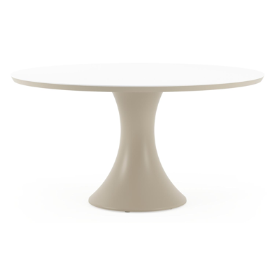 Fano tuintafel rond in beige aluminium en volkeramiek Arctic White - Dia. 148 x H 75 cm