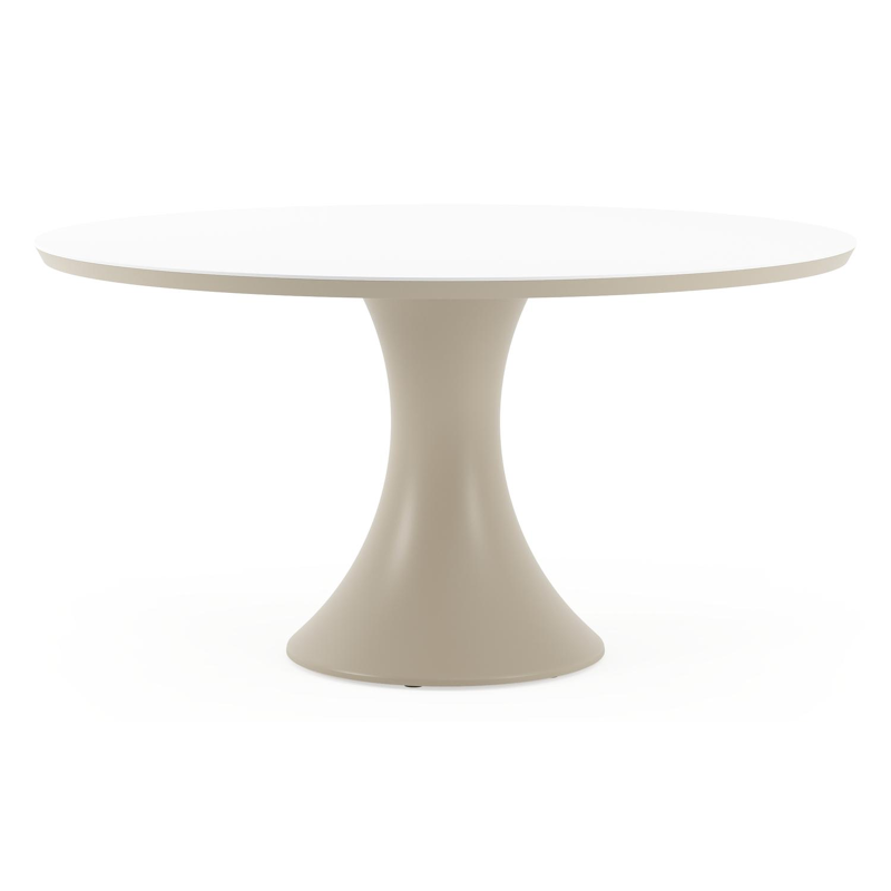 Fano tuintafel rond in beige aluminium en volkeramiek Arctic White - Dia. 148 x H 75 cm