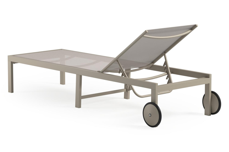 Set van 2 Alba ligbedden in beige aluminium en beige single textileen