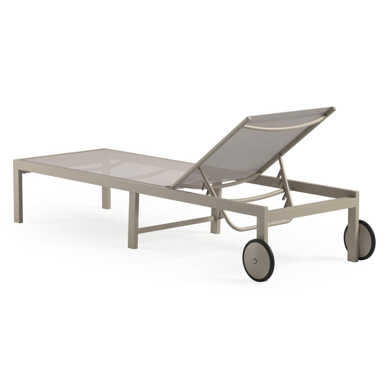 Set van 2 Alba ligbedden in beige aluminium en beige single textileen