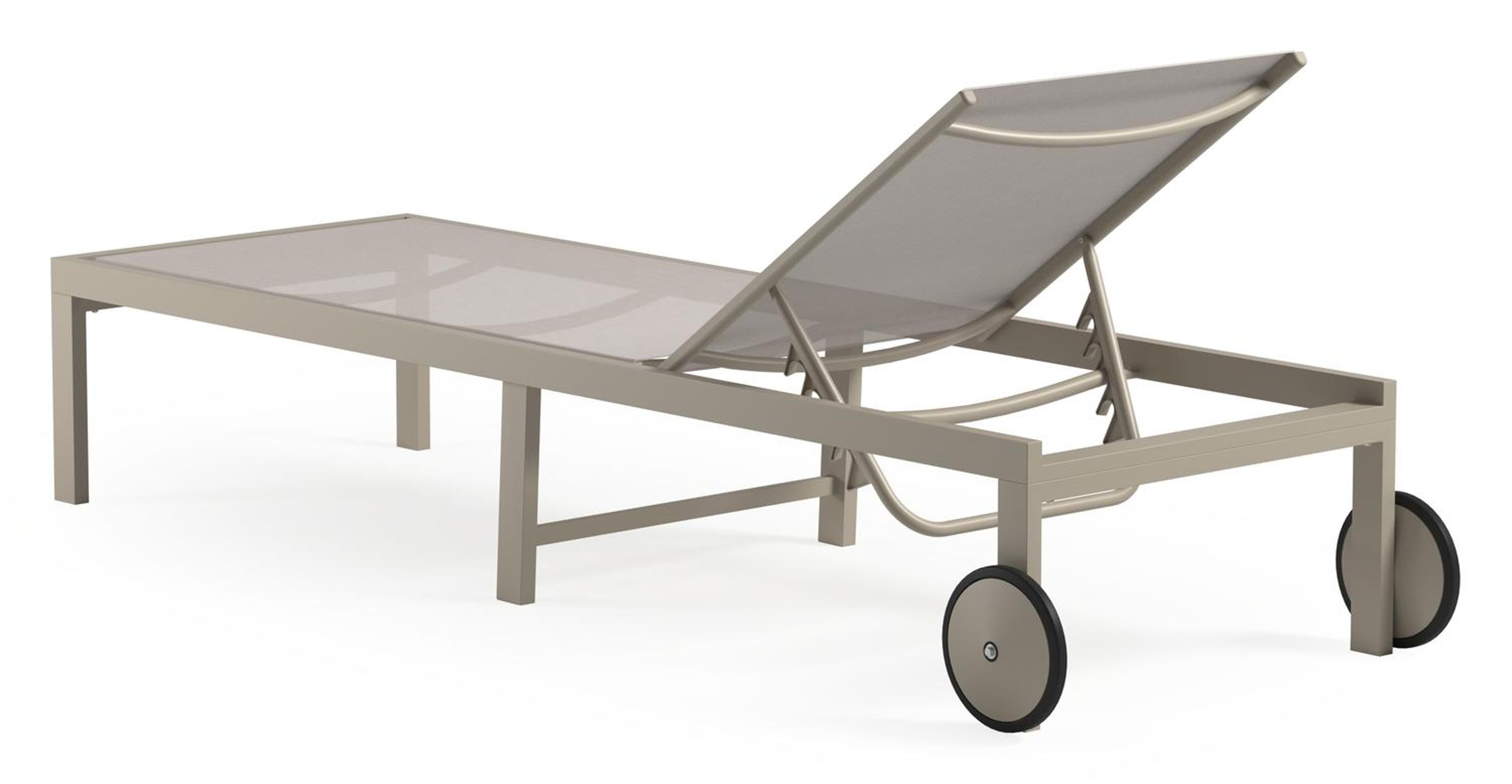 Chaise longue réglable Alba en aluminium beige et textilène simple beige