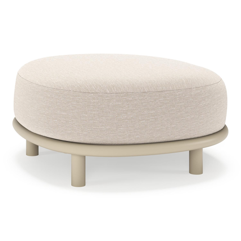 Pouf Lupino en aluminium beige et coussin en all weather sunbrella® luxe slow farafra
