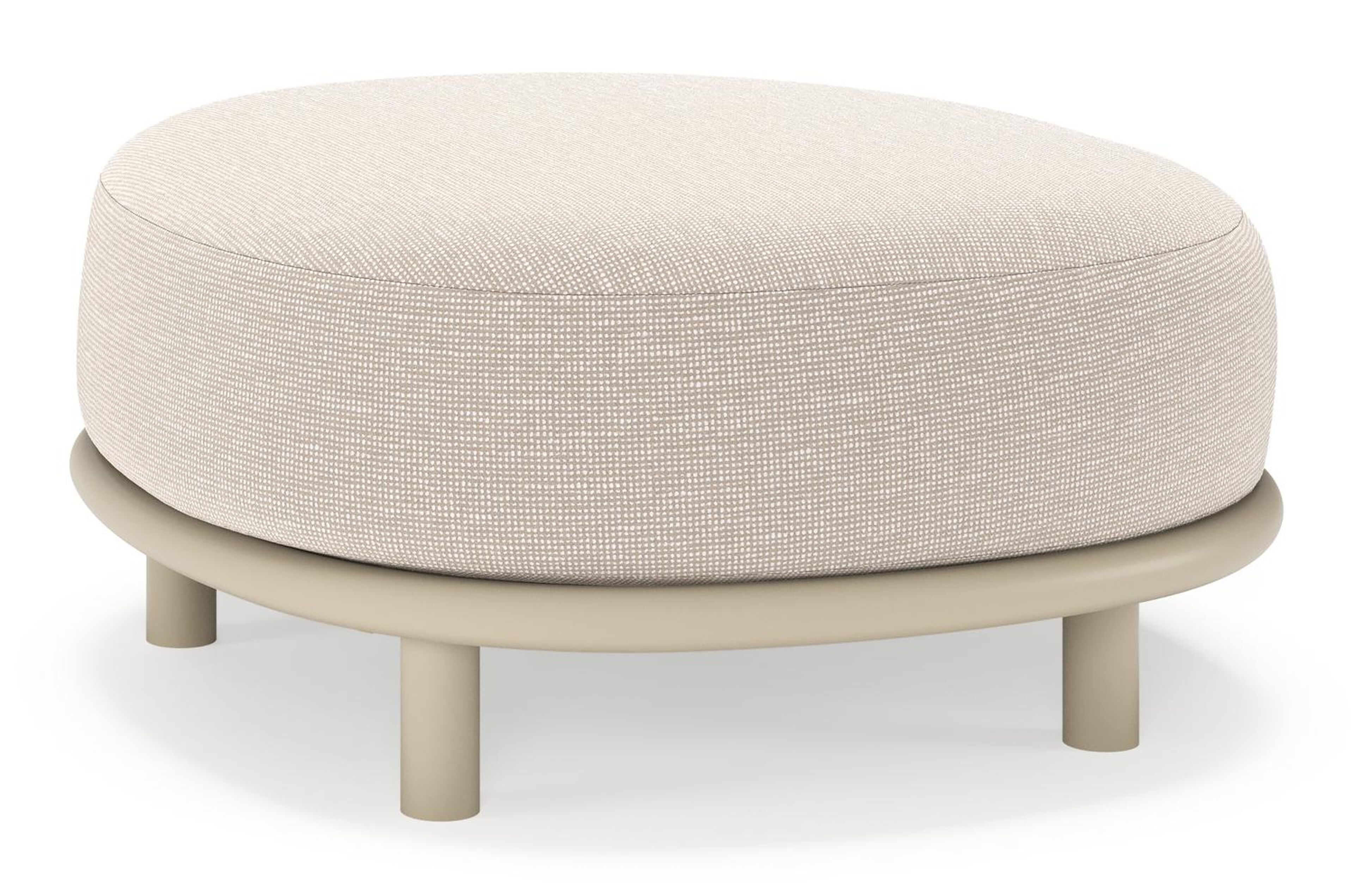 Pouf Lupino en aluminium beige et coussin en all weather sunbrella® luxe slow farafra