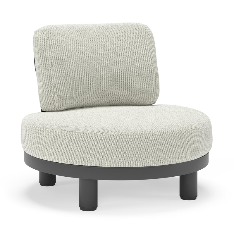 Fauteuil de jardin Donato en aluminium noir et coussins en all weather sunbrella® luxe Lopi Bud