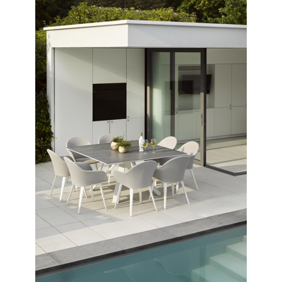 Cesano tuintafel in wit aluminium en volkeramiek aspen grey - L 148 x B 148 x H 74,5 cm