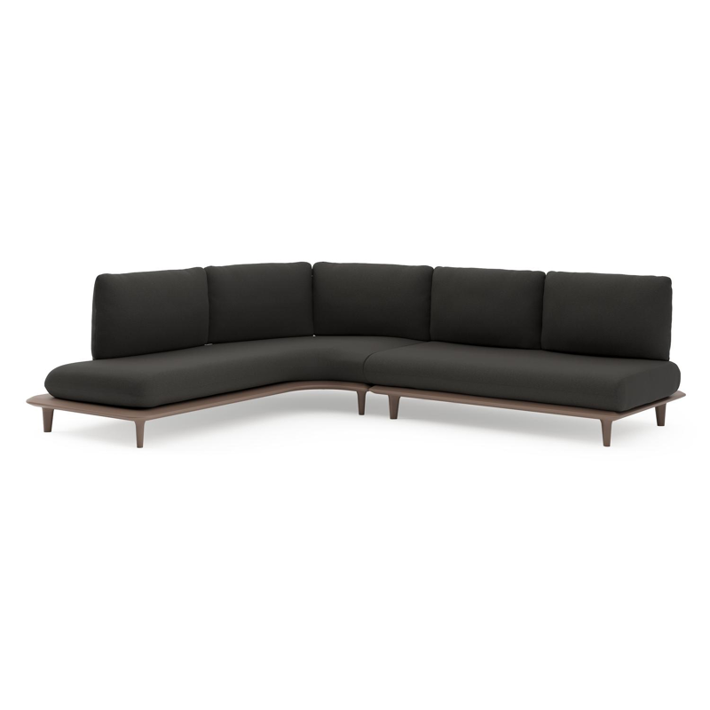 Bomero loungehoek in taupe aluminium met heritage char all weather sunbrella® luxe kussen