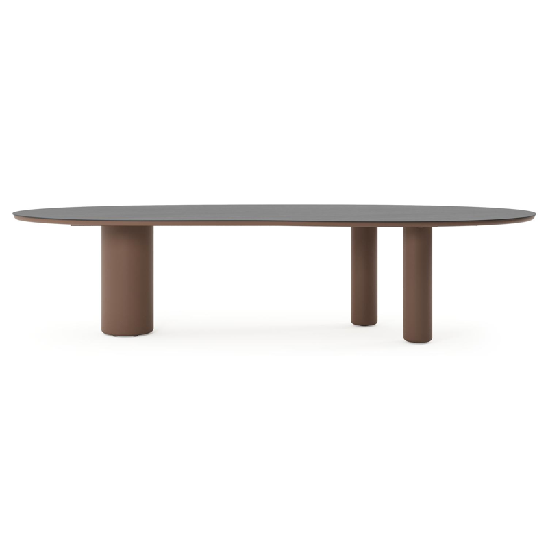 Table de jardin Amico organique en taupe aluminium et céramique pleine Basalt Black - Lg. 320 x Lrg. 120 x Haut. 73.5 cm
