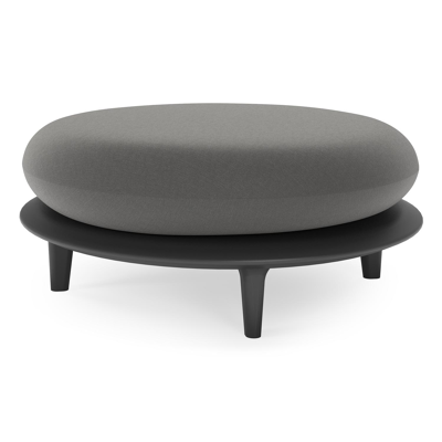 Pouf Bomero en aluminium noir et coussins en all weather sunbrella® luxe natte charcoal chine