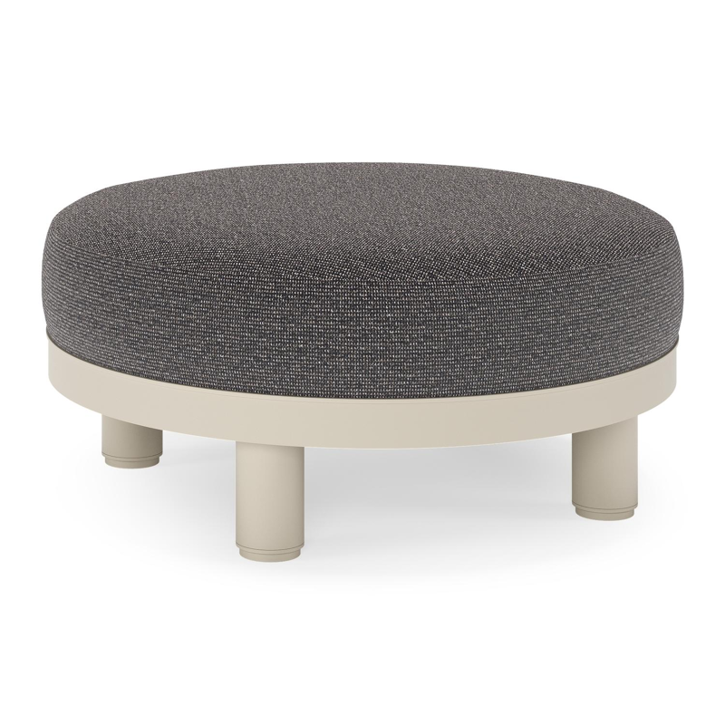 Donato lounge poef in beige aluminium met all weather solica Firenze Tunder kussen