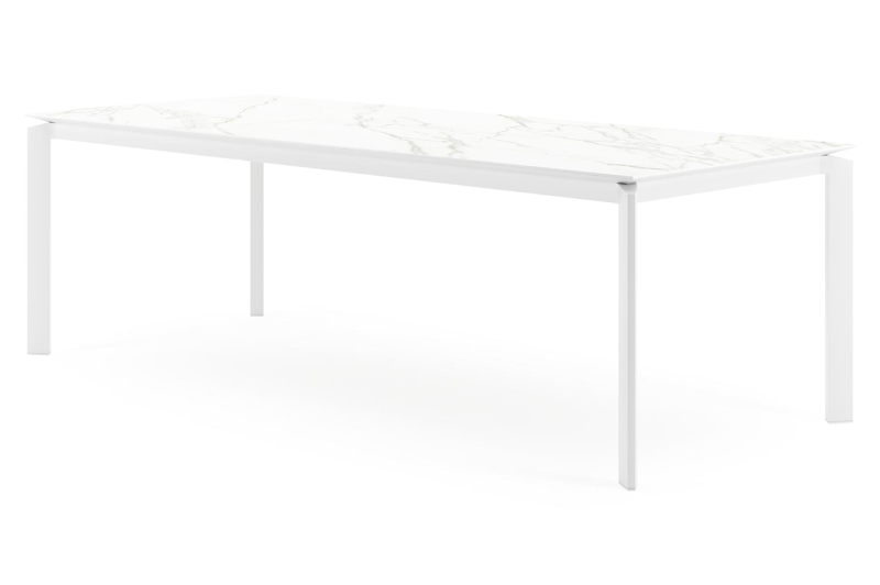 Cirello tuintafel in wit aluminium en volkeramiek calacatta - L 240 x B 100 x H 75 cm