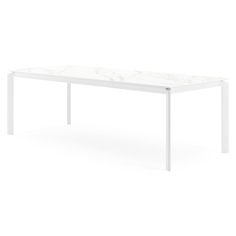 Cirello tuintafel in wit aluminium en volkeramiek calacatta - L 240 x B 100 x H 75 cm