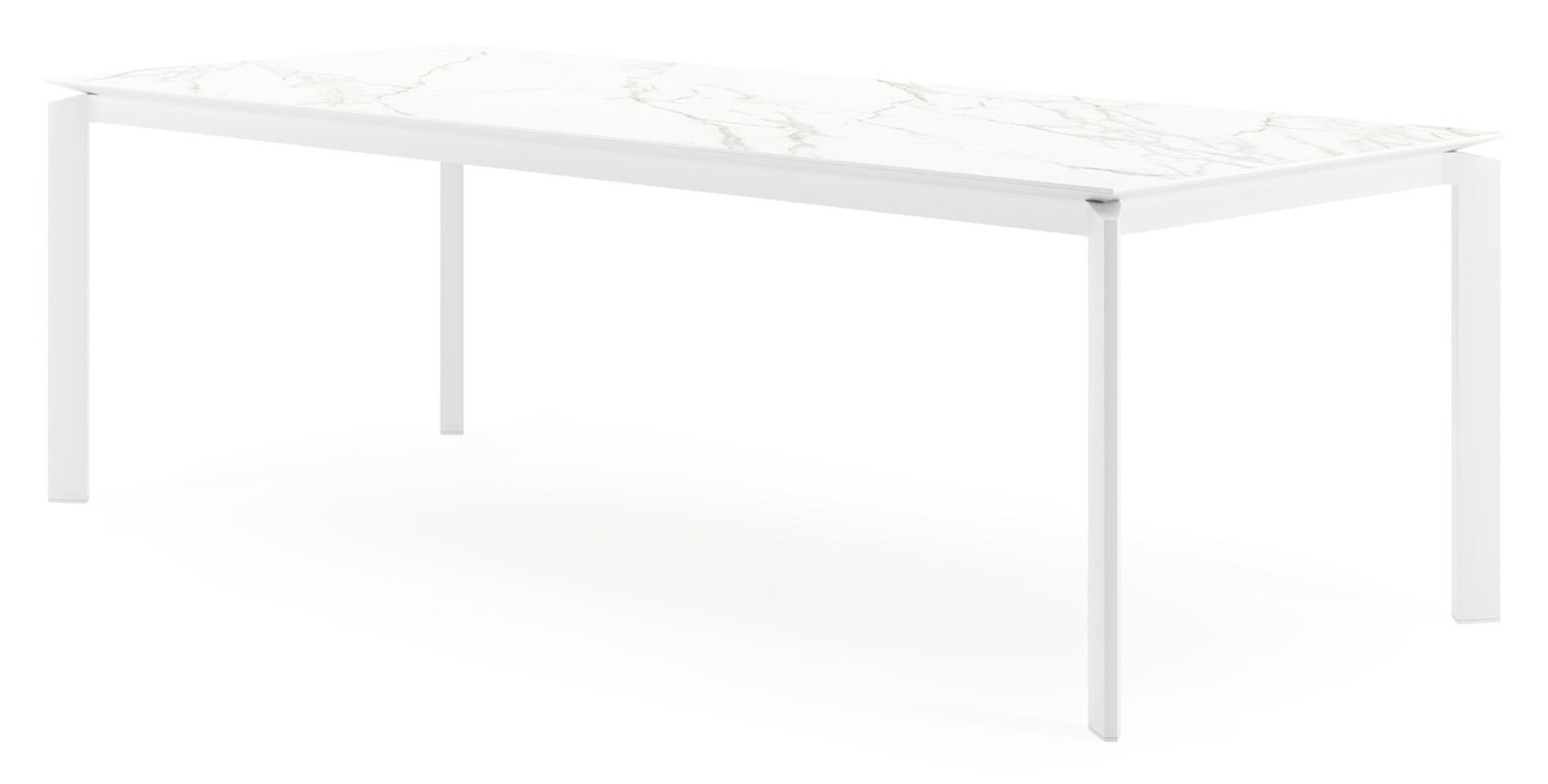 Cirello tuintafel rechthoekig in wit aluminium en volkeramiek calacatta - L 240 x B 100 x H 75 cm