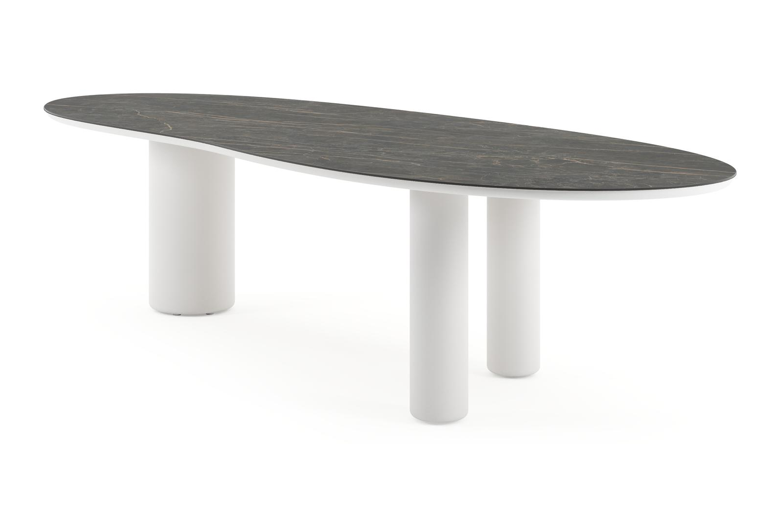Amico tuintafel organisch in wit aluminium en volkeramiek Black Obsession - L 320 x B 120 x H 73.5 cm