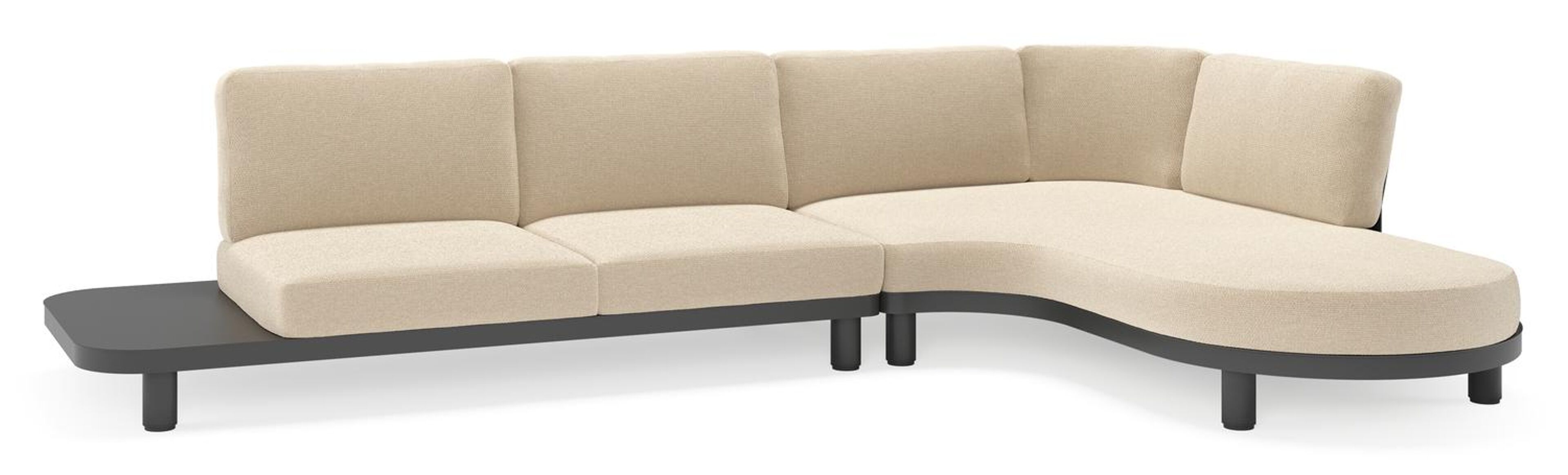 Donato loungehoek in zwart aluminium met all weather cosytica Althea Chalk kussen