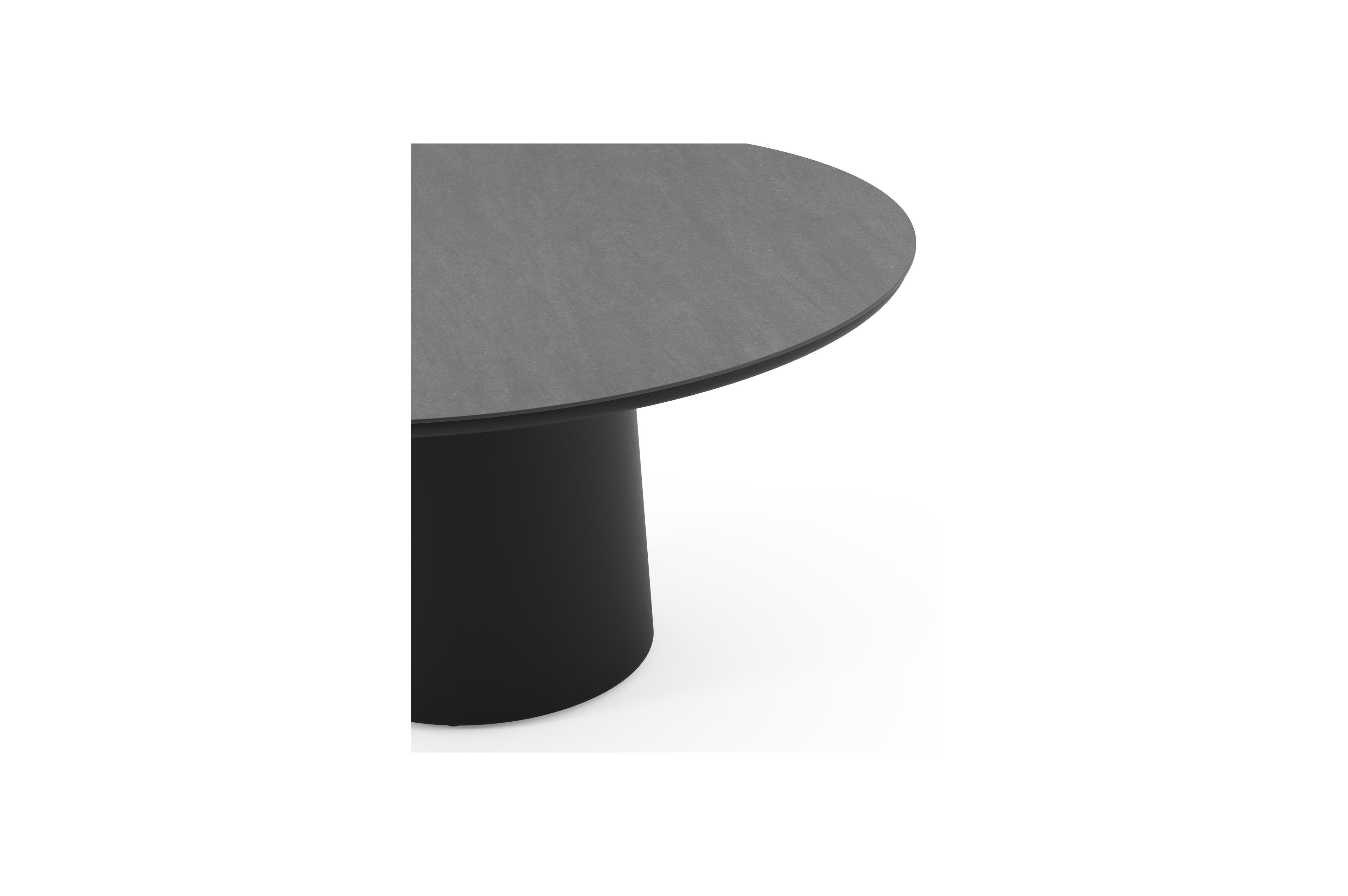 Amico tuintafel rond in zwart aluminium en volkeramiek Basalt Black - Dia. 148 x H 73.5 cm