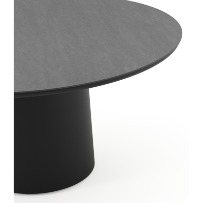 Amico tuintafel rond in zwart aluminium en volkeramiek Basalt Black - Dia. 148 x H 73.5 cm