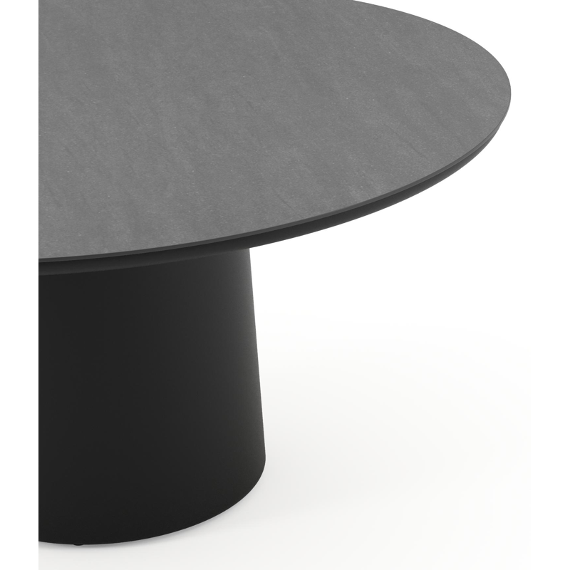 Amico tuintafel rond in zwart aluminium en volkeramiek Basalt Black - Dia. 148 x H 73.5 cm