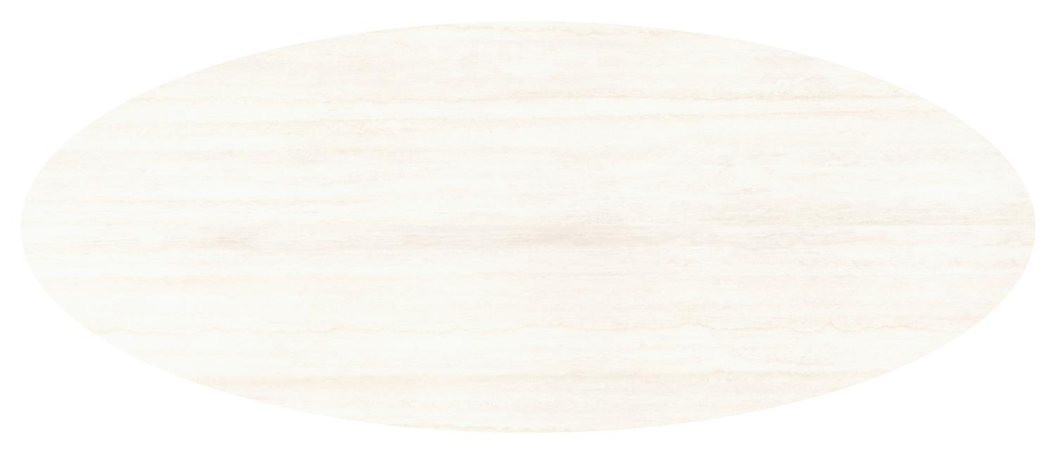 Amico tuintafel ovaal in wit aluminium en volkeramiek Travertino Bianco - L 320 x B 130 x H 73.5 cm