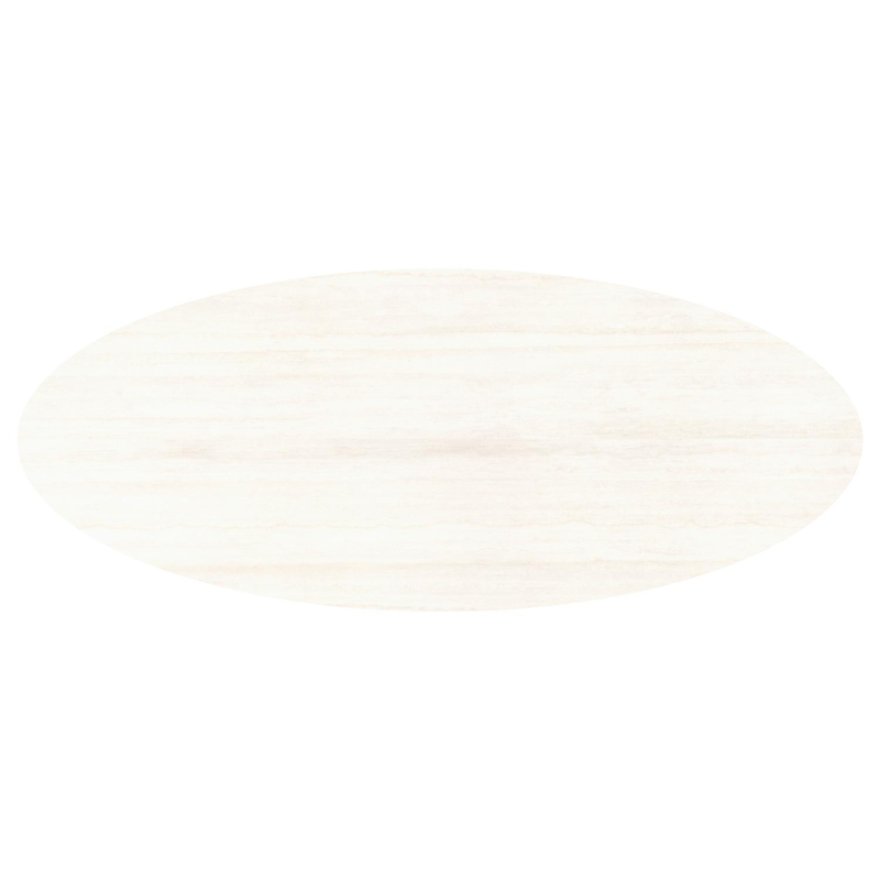 Amico tuintafel ovaal in wit aluminium en volkeramiek Travertino Bianco - L 320 x B 130 x H 73.5 cm