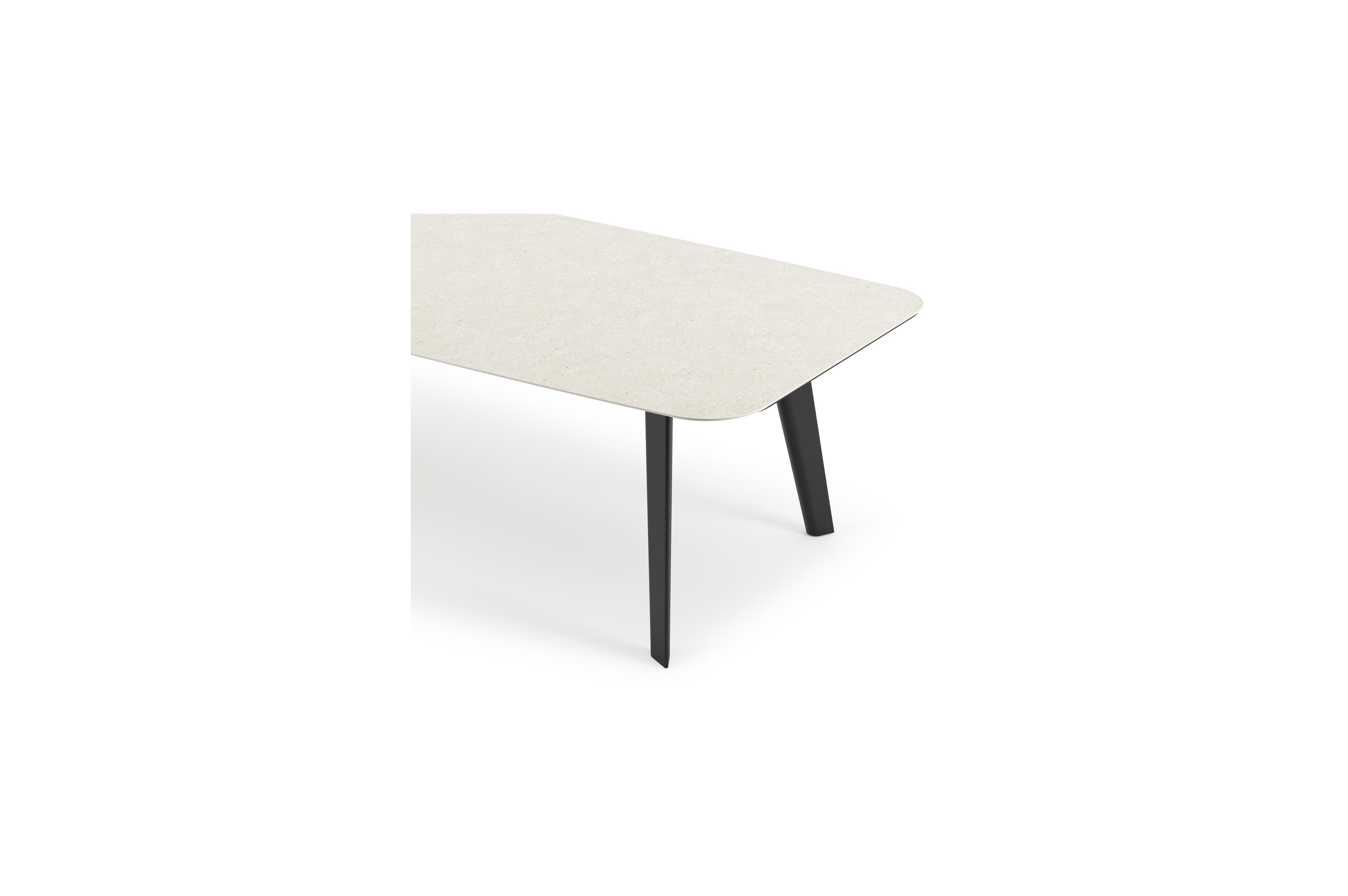 Lacrima tuintafel in zwart aluminium en volkeramiek shilin - L 315 x B 115 x H 74 cm