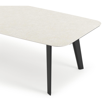 Lacrima tuintafel in zwart aluminium en volkeramiek shilin - L 315 x B 115 x H 74 cm