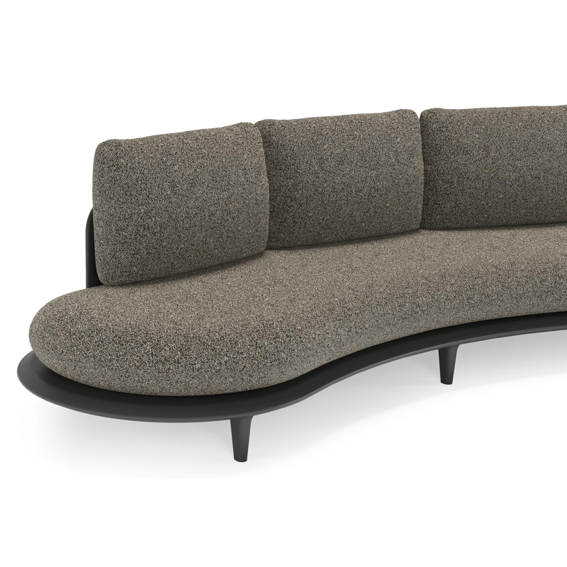 Canape de jardin Bomero en aluminium noir et coussins en all weather cosytica marbella tunder