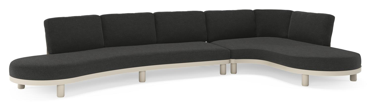 Donato loungehoek in beige aluminium met all weather sunbrella® luxe Chartres Sooty kussen