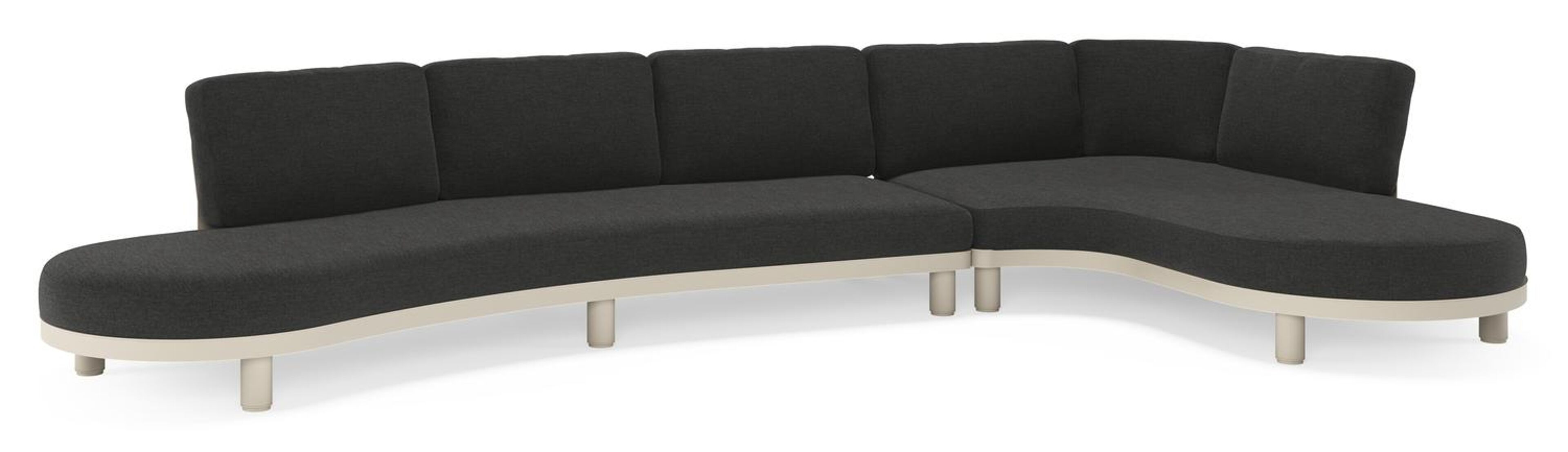 Salon de jardin d'angle Donato en aluminium beige et coussins en all weather sunbrella® luxe Chartres Sooty
