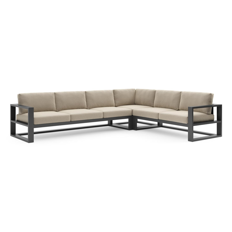 Verato loungehoek in zwart aluminium met marbella sand all weather cosytica kussen