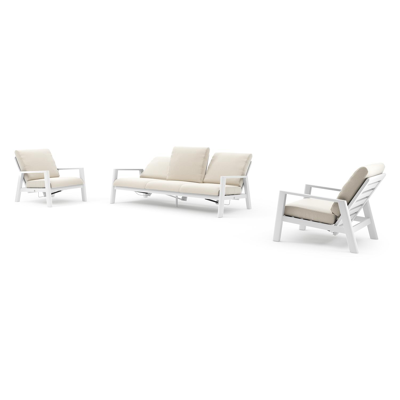 Salon de jardin Cirello en aluminium blanc et coussins en all weather cosytica althea off white