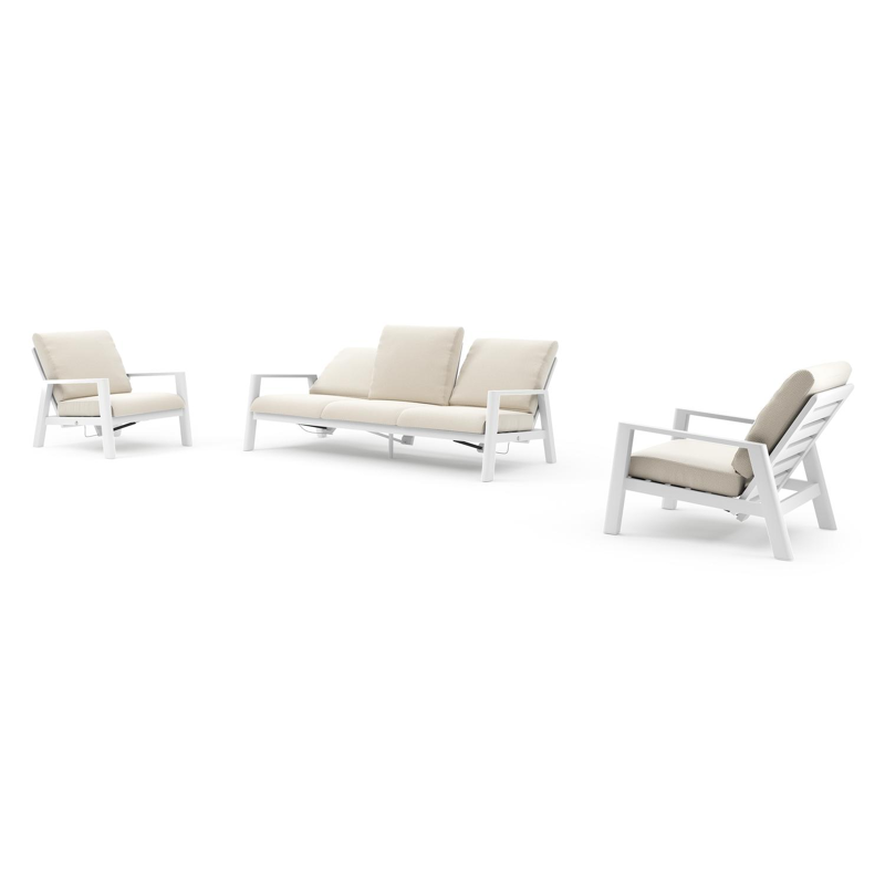 Cirello loungeset in wit aluminium met althea off white all weather cosytica kussen