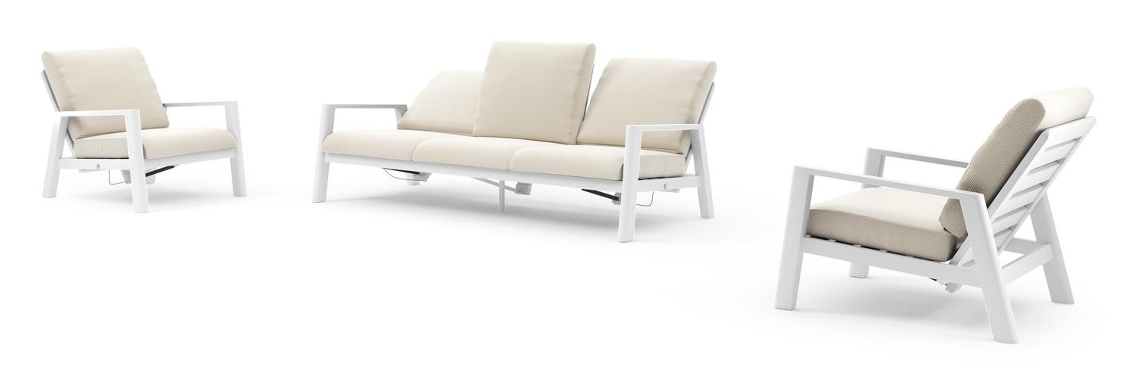 Cirello loungeset in wit aluminium met althea off white all weather cosytica kussen