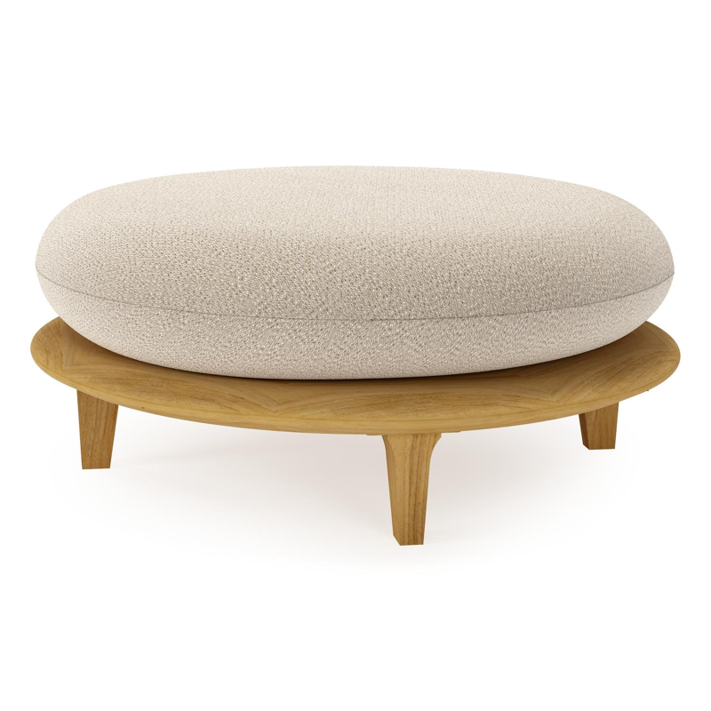 Bomero poef in teak met lopi sand all weather sunbrella® luxe kussen