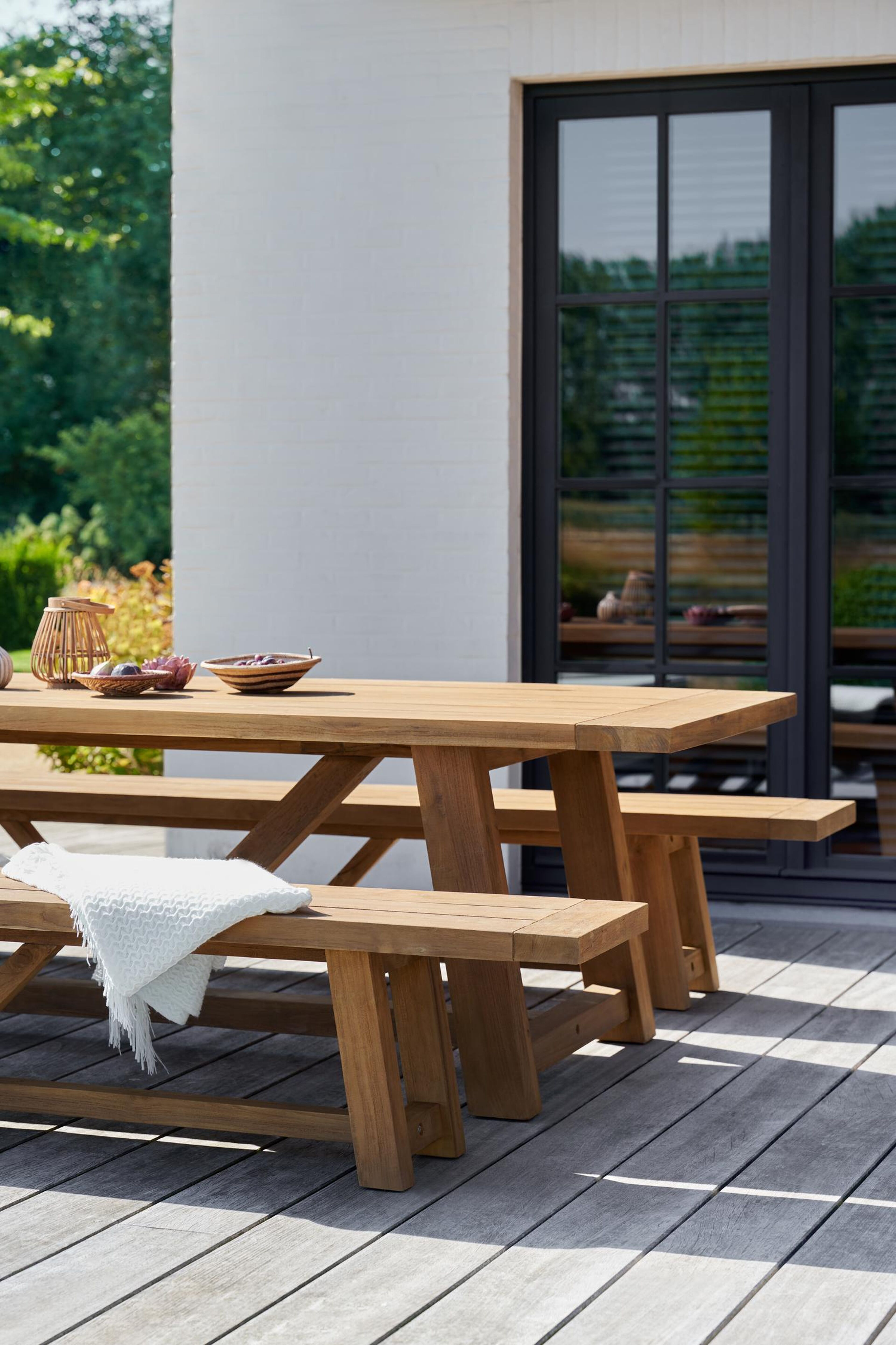 Banc Beauville recyclé en teck pour 6 à 8 personnes - Lg 330 x Prof 40 x H 45 cm