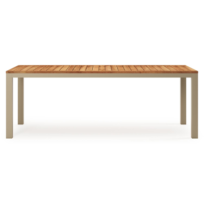 Varese tuintafel rechthoekig in beige aluminium en teak - L 220 x B 92 x H 73.5 cm