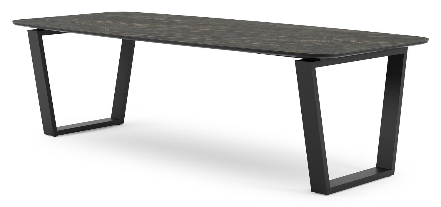 Table de jardin Pagino en aluminium noir et céramique pleine black obsession - Lg 255 x Larg. 115 x H 74 cm