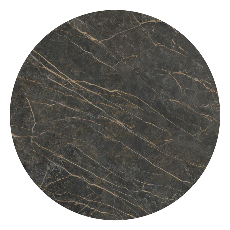 Amico tuintafel rond in wit aluminium en volkeramiek Black Obsession - Dia. 148 x H 73.5 cm