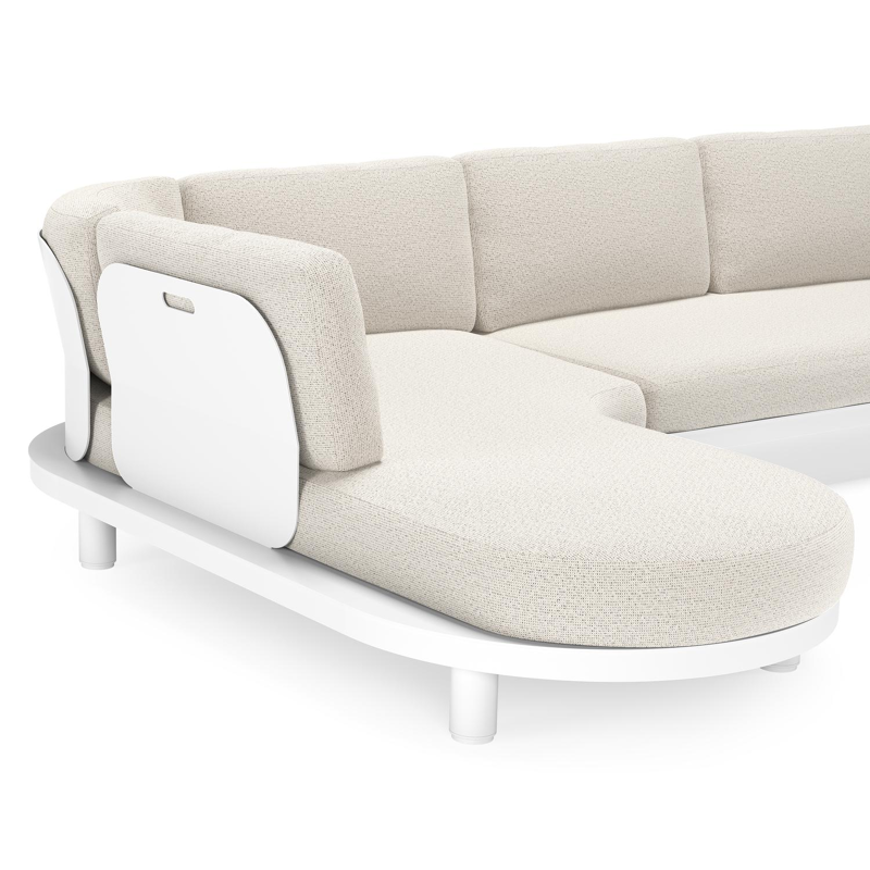 Donato loungehoek in wit aluminium met all weather solica Firenze Natural kussen