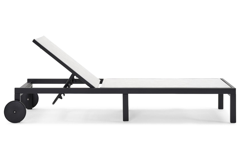 Set van 2 verstelbare Alba ligbedden in zwart aluminium en grijs textileen