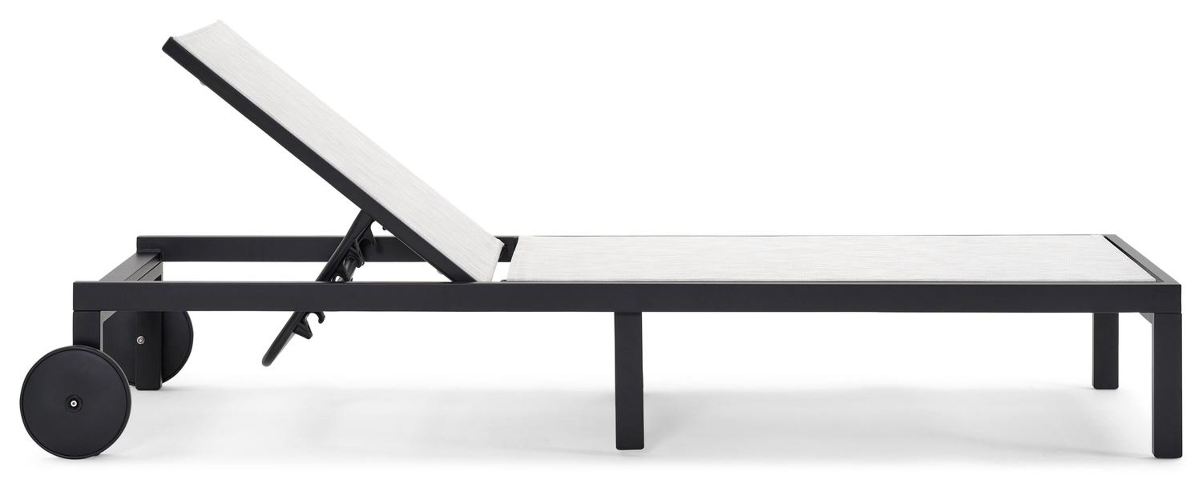 Alba verstelbaar ligbed in zwart aluminium met grijs textileen