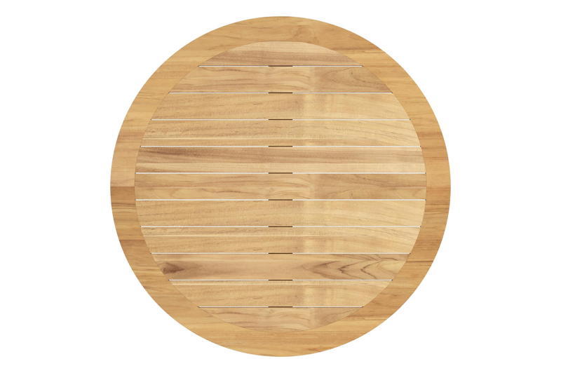 Pamplona tuintafel rond in zwart aluminium en teak Naturel - Dia. 140 x H 72 cm