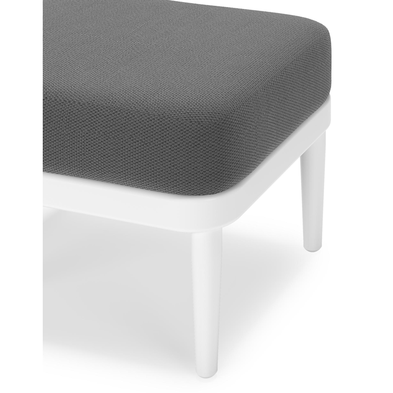 Pouf Orso en aluminium blanc et coussins en all weather sunbrella® luxe Lopi Shadow