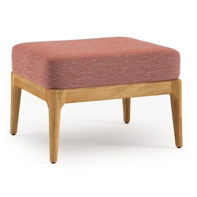 Orso poef in teak met Slow Alezan all weather sunbrella® luxe kussen