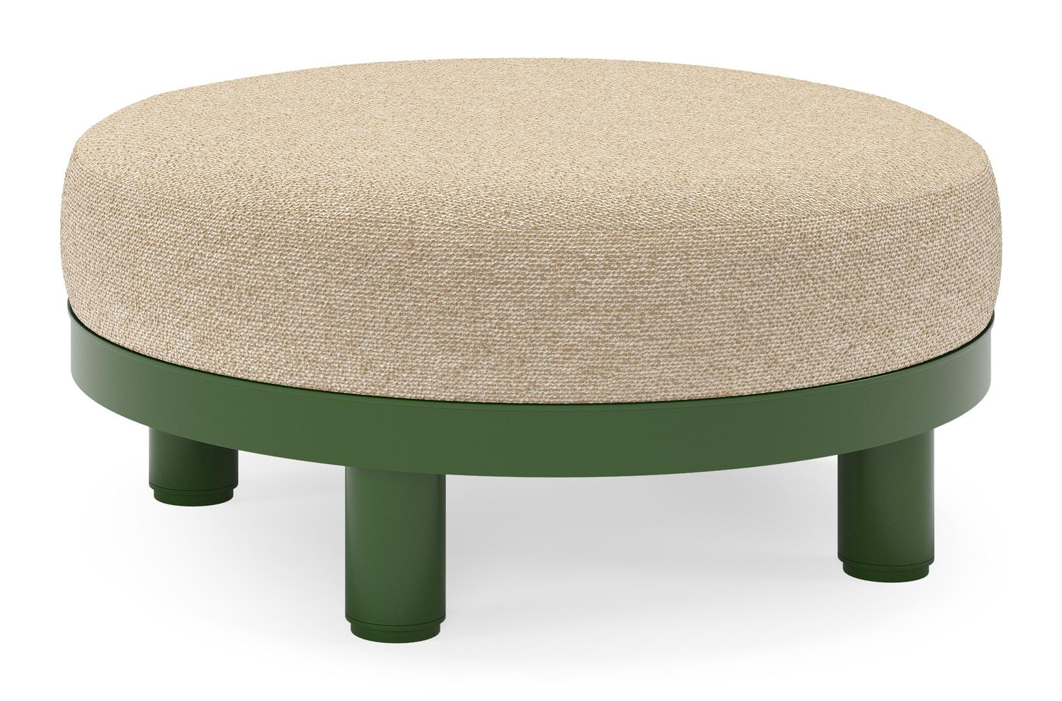 Donato lounge poef in groen aluminium met all weather cosytica Madagascar Oak kussen
