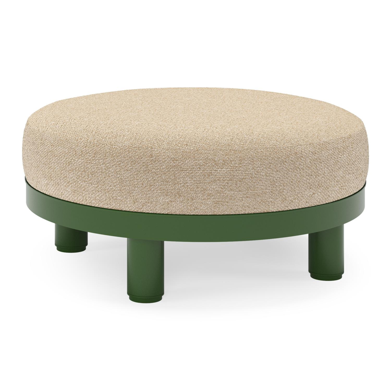 Donato lounge poef in groen aluminium met all weather cosytica Madagascar Oak kussen