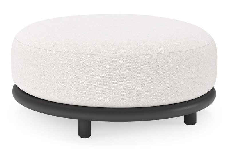 Pouf Lomano en aluminium noir et corde luxe plate tissÃ©e verticalement beige et coussins en all weather solica Ego Eggshell